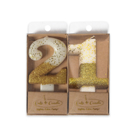 21 Gold Glitter Dipped Candle Set