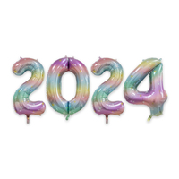 2024 Jumbo Foil Balloons - Pastel Rainbow