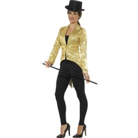 Ladies Gold Sequin Tailcoat Jacket - Disco jacket