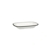 Melamine Rectangular Dish -- WHITE with BLACK LINE