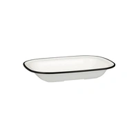 Melamine Rectangular Dish -- WHITE with BLACK LINE