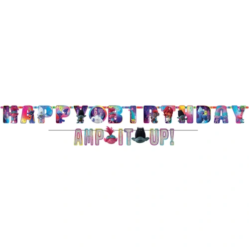 Trolls World Tour Jumbo Add-An-Age Happy Birthday Letter Banner & Mini Banner Kit