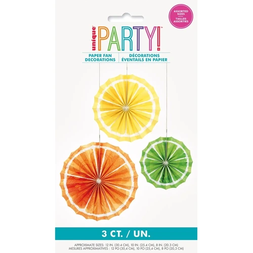 Citrus Fruit Tissue Paper Fans 3 Pack