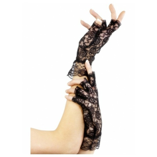 Black Fingerless Lace Gloves - Perth