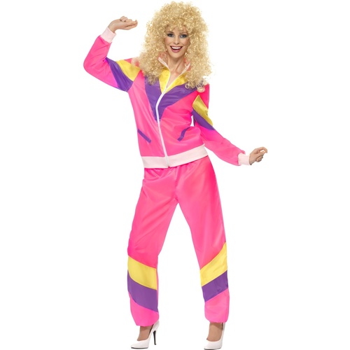80's Pink Shell Suit Costume - Medium