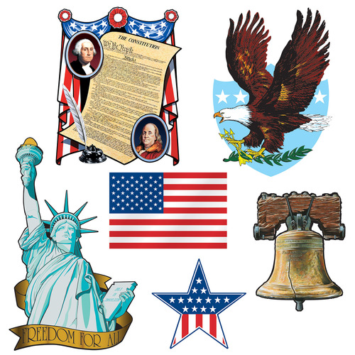 Patriotic Cutouts 8"-18" - Pk 6