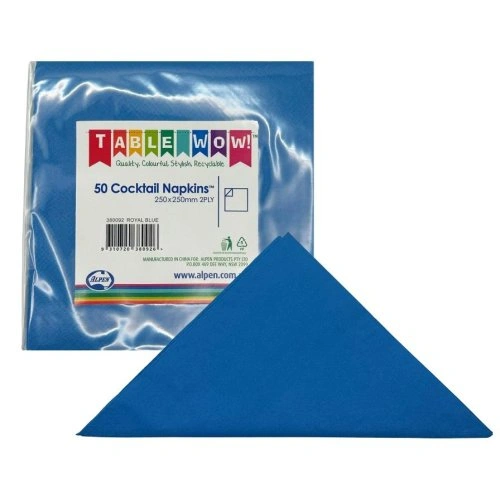 Royal Blue 2 Ply Cocktail Napkins 25cm 50 Pack