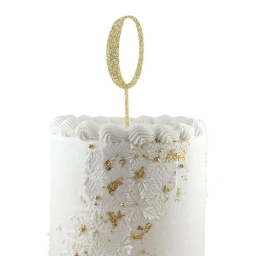 Gold Glitter Number 0 Cake Topper