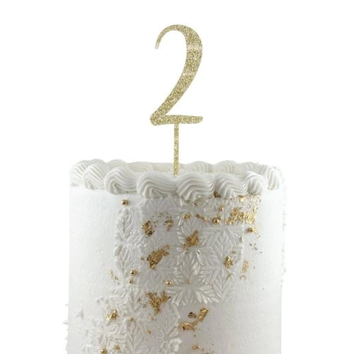 Gold Glitter Number 2 Cake Topper