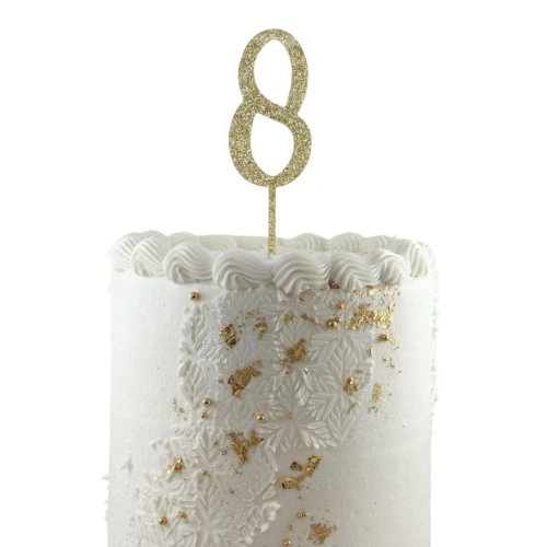 Gold Glitter Number 8 Cake Topper
