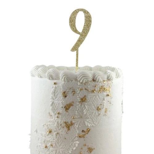 Gold Glitter Number 9 Cake Topper