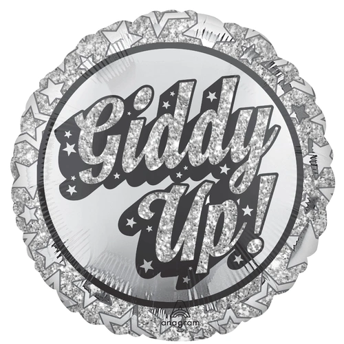 45cm Disco Western Giddy Up Round Foil Balloon
