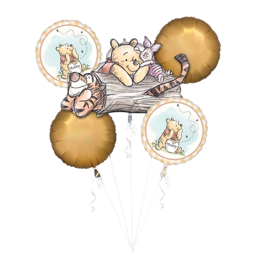 Winnie the Pooh Sketch Foil Balloon Bouquet 5 Pack
