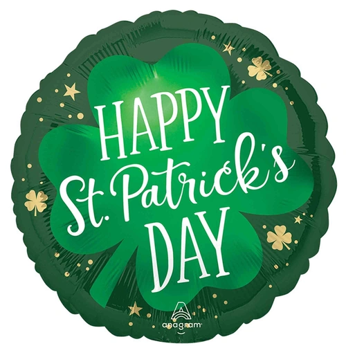 Happy St Patrick's Day Shamrock Foil Balloon 45cm