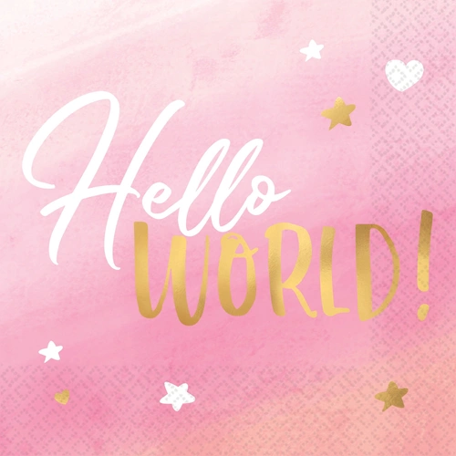 Hello World Baby Girl Lunch Napkins