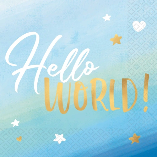 Hello World Baby Boy Lunch Napkins