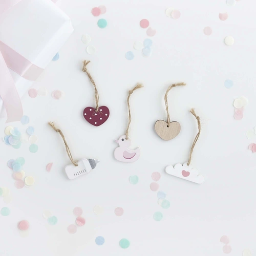 Baby Shower Pink Wooden Gift Tags