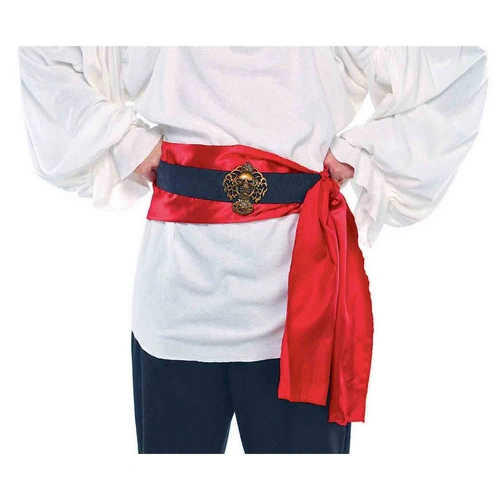 Pirate Belt Sash Red With Skull Medallion Adult