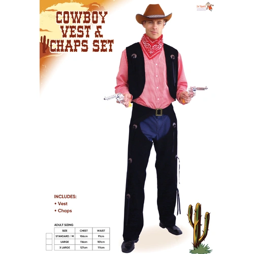 Cowboy Vest and Chaps Set Adult Costume