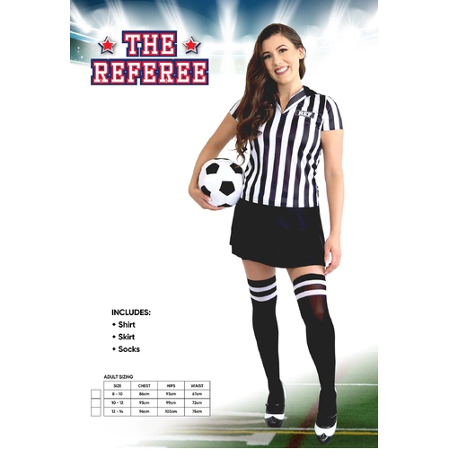 Referee Shirt, Skirt and Socks Adult Costume