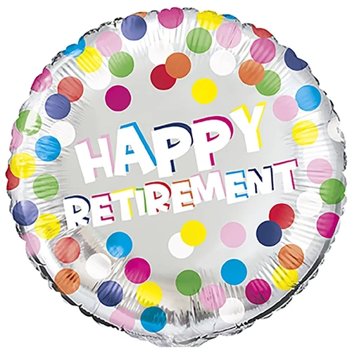 Colourful Dot Happy Retirement Foil Balloon 45cm
