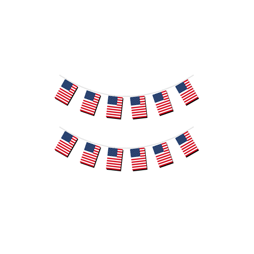 USA Flag Bunting (Double sided-print) - 12 flags - 5m
