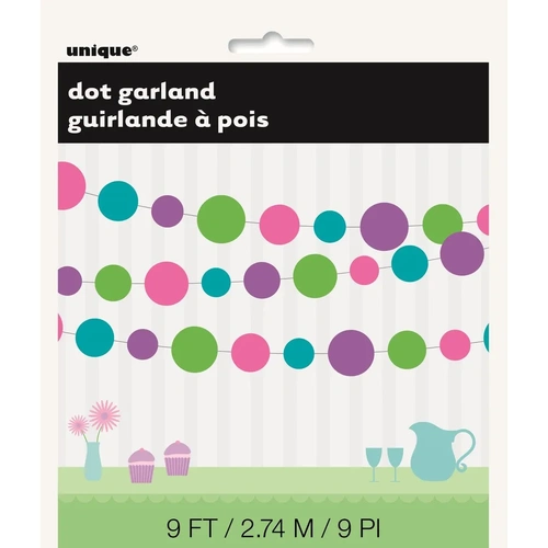 Dots Garland 2.74m (Green, Pink, Teal, Purple)
