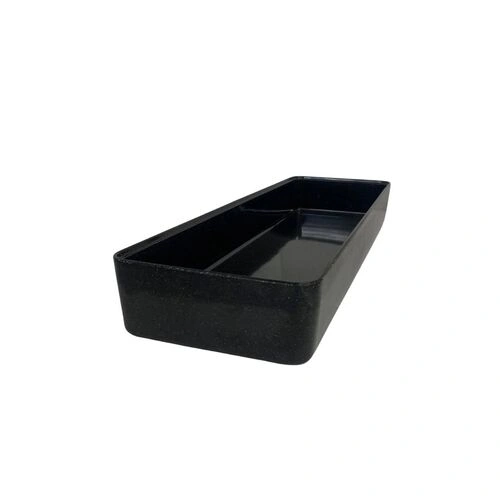 Melamine Deli Dish Rectangular  -- BLACK MOTTLED