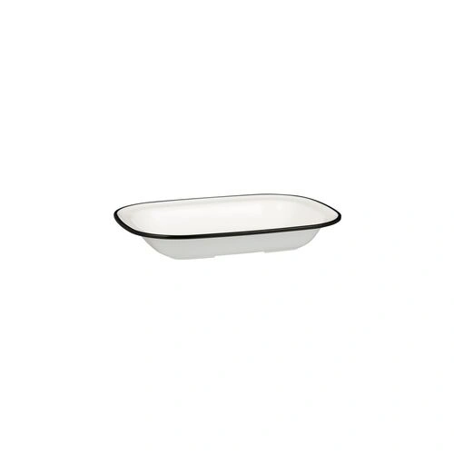Melamine Rectangular Dish -- WHITE with BLACK LINE