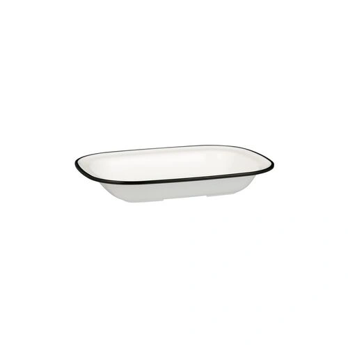 Melamine Rectangular Dish  -- WHITE with BLACK LINE