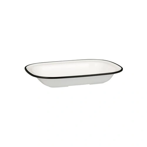 Melamine Rectangular Dish -- WHITE with BLACK LINE